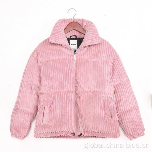 Ladies Padding Jacket in 90%polyester 10%nylon Ladies short corduroy padding jacket Factory